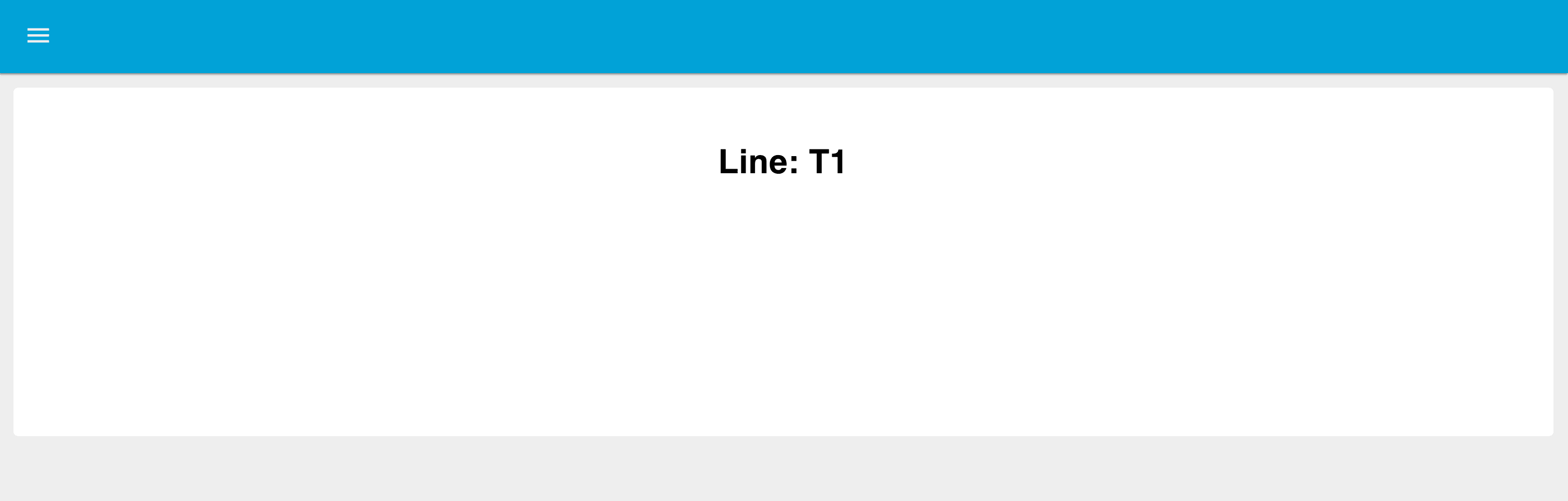 Dashboard view showing the title of the selected production line centered at the top.
