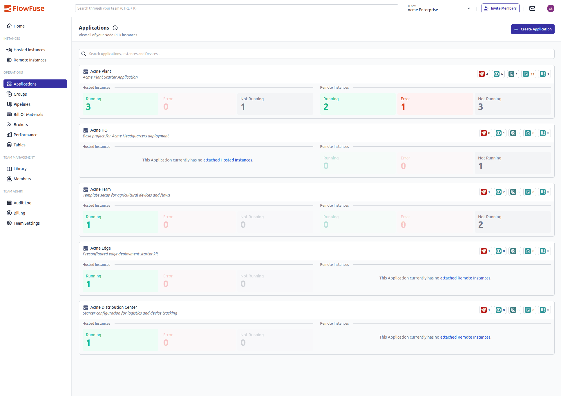 Screenshot of the Simplified Applications page